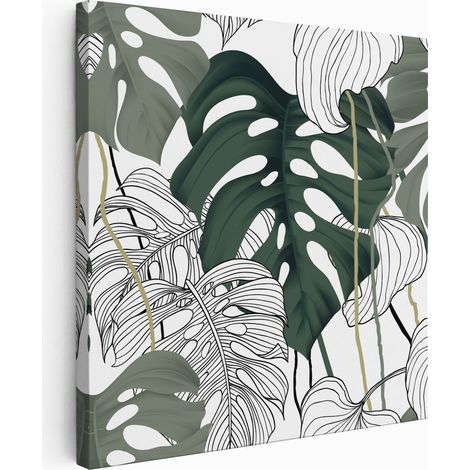 Tableau toile Carré - Feuilles palmiers - 50x50 cm (1/2)