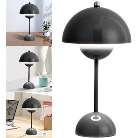 Lampe de Table LED Pot de Fleurs, Lampe de Chevet Rechargeable Sans Fil, Lampes Champignon Tactile Dimmable avec 3 Modes de Luminosité, Lampes de Bureau Décorative Rétro (1/5)