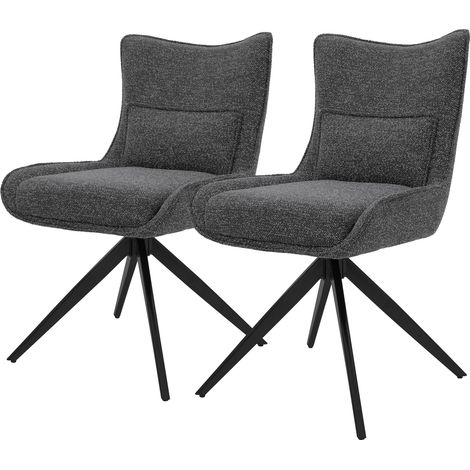 ML-Design Set 2 poltroncine da pranzo girevoli a 360° imbottite con rivestimento in tessuto gambe in acciaio e piedini antigraffio regolabili sedie moderne per cucina soggiorno e salotto antracite (1/5)