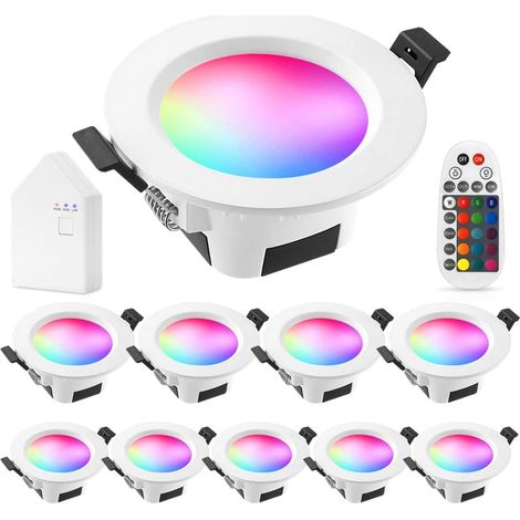 5W Wifi Led Spotlight Recessed RGBWC(RGB+Cold White+Warm White) Ceiling Light Lamp, Bluetooth Mesh Recessed Ceiling Lighting for Exhibition, Living Room, Kitchen, KTV, Bars (10 Pieces) (1/5)
