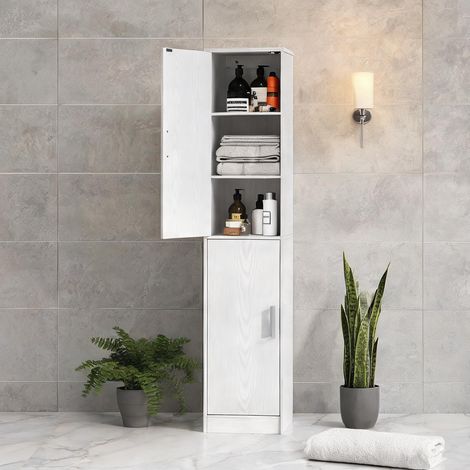 Colonne de rangement étroite 40 x 35 x 180 cm blanc (1/5)