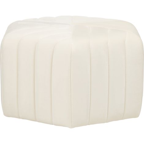 Puf de terciopelo blanco crema 53 x 29 cm geométrico sala de estar Murietta