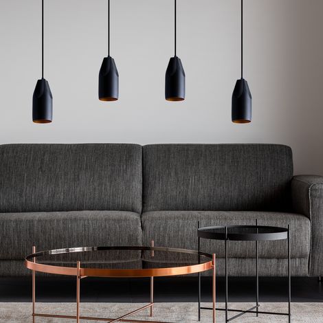 Paco Home Pendelleuchte Hängelampe Esszimmer Küchenlampe Hängend Esstischlampe Innen Gold  Schwarz-Gold,  Design I + Leuchtmittel ST64 Bernstein