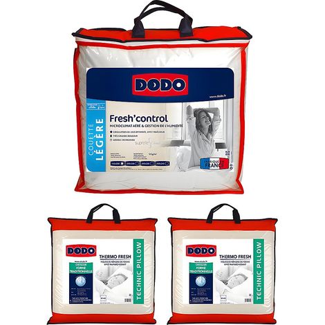 Pack DODO couette 220 x 240 cm anti-transpirante + 2 oreillers 60 x 60 cm effet rafraîchissant FRESH CONTROL