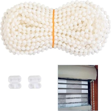 Accessoires pour store vénitien vertical blanc de 10 mètres (4,5 x 6 pouces) en POM à perles, avec 2 attaches à perles. (1/5)