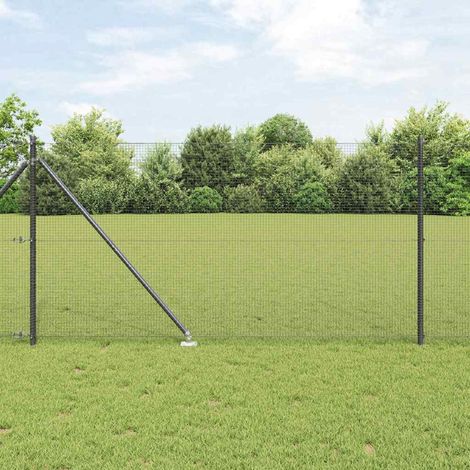 Zaunpfosten Grau 50 x 1 m (16 x 16 mm Maschen) Stahl und PVC