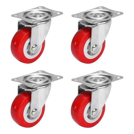 Lot de 4 Roulettes 37mm Polyuréthane - Silencieuses Sans Traces pour Meubles Lourds Palettes (120kg) (1/4)