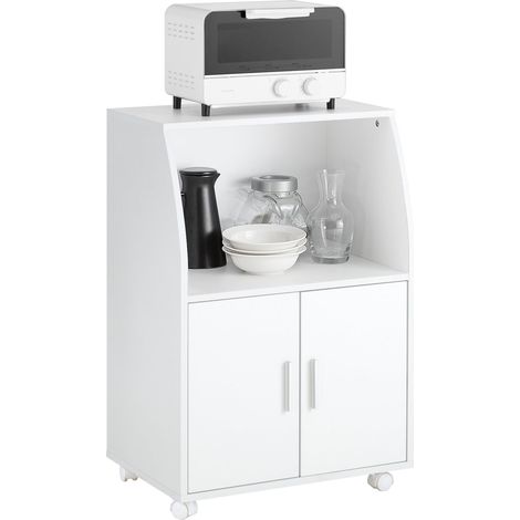 Aparador Auxiliar bajo de Cocina para microondas,con 2 Puertas y 1 Estante,L55 cm x P38 cm x H84 cm,FRG241-W SoBuy ES (1/8)