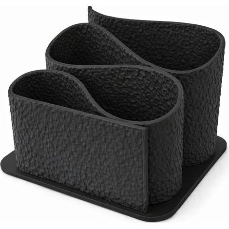 Organiseur de bureau noir à 3 compartiments pour accessoires (1/3)