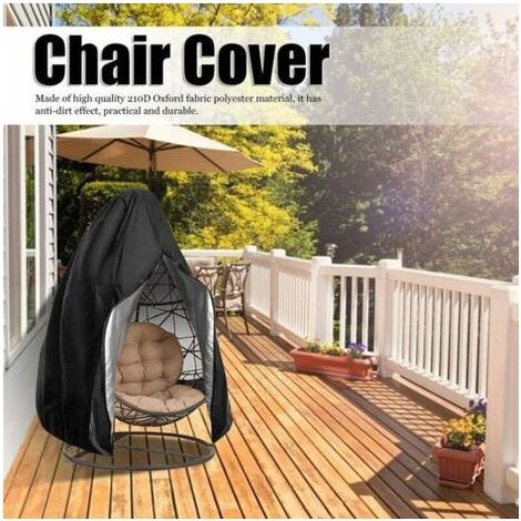 Housse de protection pour chaise suspendue noire, tissu Oxford, imperméable et anti-poussière, patio, chaise à bascule et flottante (1/4)