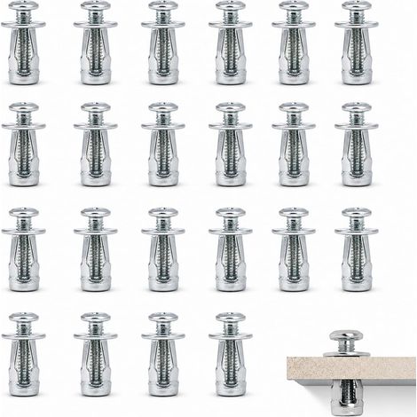 20 Pièces Chevilles Métalliques M6x25 pour Plaques de Plâtre et Corps Creux, Écrous à Expansion en Pétale en Acier Carbone, Ancrages Charge Lourde pour Cloisons, Brique Creuse et Tôle Métallique (1/5)