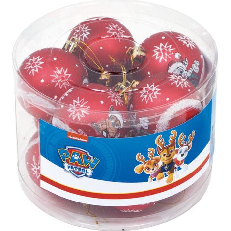 Lot de 10 boules de Noël rouges 6 cm – Décoration sous licence Paw Patrol – 100% polystyrène – Parfaites pour sapin de Noël – Arditex (1/3)