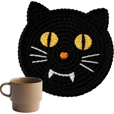 Sottobicchieri di Halloween all'uncinetto, assorbenti, lavabili e resistenti. (1/5)