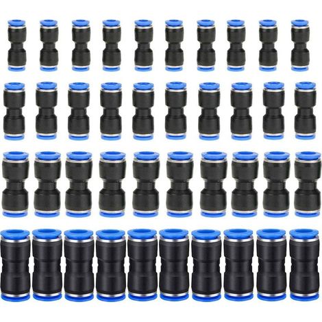 40 connettori pneumatici dritti, connettori a innesto rapido per aria compressa, raccordi per tubi flessibili in plastica, diametro esterno 6/8/10/12 mm, connettori per tubi (1/5)