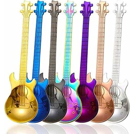 Set of 7 colorful stainless steel guitar teaspoons