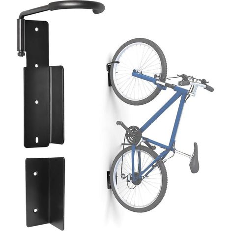 Support mural vertical pour vélos avec rotation à 90 degrés pour un rangement peu encombrant dans un garage ou à domicile (1/5)