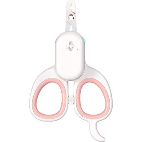 Coupe Griffes pour Chat, Multifonction Coupe-Ongles Professionnels pour Chiot & Petit Animal, Ciseaux Acier Inoxydable, Équipé d'une lumière LED Haute luminosité et d'une lumière UV (Rose)