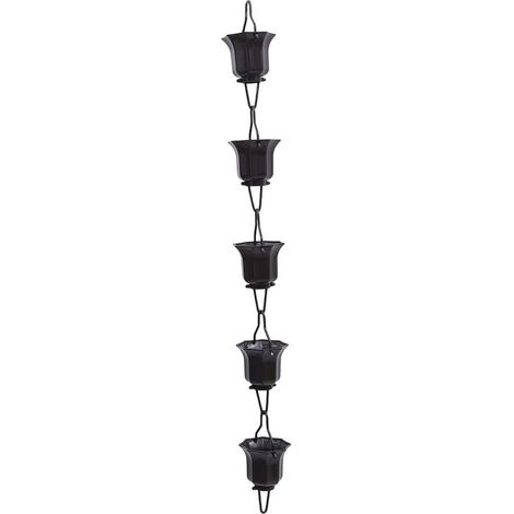 Chaîne De Pluie Décorative Lotus Cups 1 m pour Jardin Extérieur, Tasse en Alliage, Chaîne De Gouttière Japonaise Fonctionnelle Et Sonore (1/5)