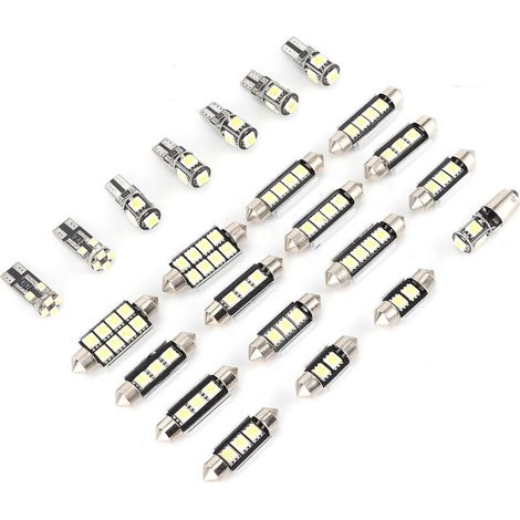Akozon lumières internes 23pcs voiture LED ampoules lumière blanche T10 5W 5050 puce faible consommation pour plaque d'immatriculation porte lampe intérieure, ampoule led t10. (1/3)