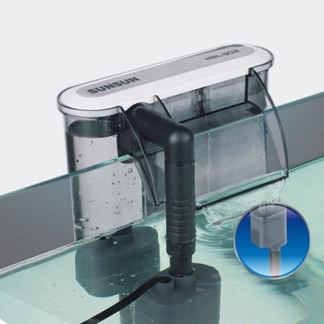 Le Poisson Qui Jardine – Filtre suspendu 350 l/h pour aquarium jusqu'à 60 litres – Faible consommation 3W – Installation extérieure – Adapté eau douce et eau de mer