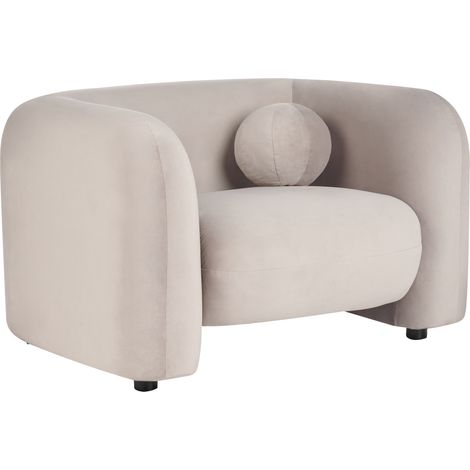 Sillón de terciopelo moderno con cojín redondo gris pardo Leiren