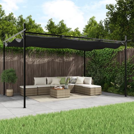 Pergola avec toit rétractable anthracite 395x292x230 cm (1/5)