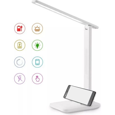Schreibtischlampe mit Augenschutz, Leselampe für Schüler, wiederaufladbare dreifarbige LED-Schreibtisch-, Schlafzimmer- und Nachttischlampe. (1/5)