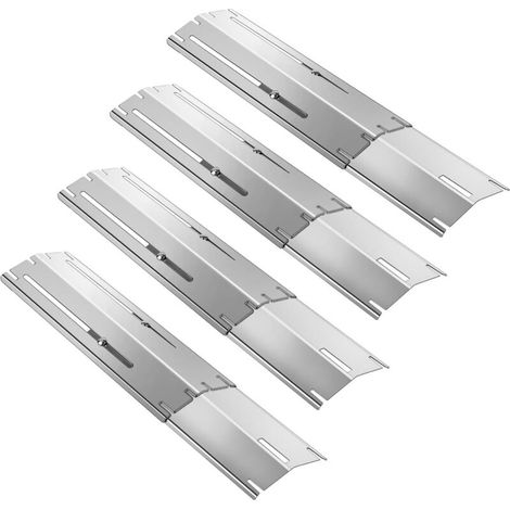 4 Set 29.8-53.3cm Plaque Chauffante Universelle pour Grill, Acier Inoxydable 430 Dompteur de Flammes Réglable pour BBQ(Argent) (1/5)