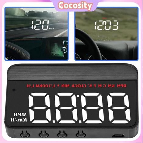 Cocosity Compteur de vitesse HUD de voiture Affichage HUD Alarme De Survitesse Universelle OBDII Projecteur De auto compte-tours (1/5)