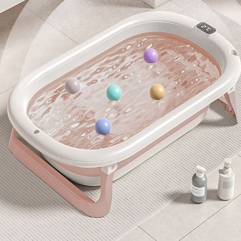 Bébé Baignoire Portable Avec support de bain Bébé Pliable Bain Sûr Avec affichage de la température 0-3 Ans (1/5)