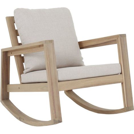 Sillón mecedora de jardín Phuket - PROLOISIRS - - Madera de acacia FSC - Cojines desenfundables incluidos (1/2)