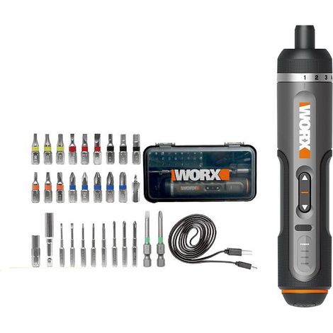 Tournevis électrique sans fil 4V avec jeu de 30 embouts, ensemble d'outils électriques rechargeables par USB. (1/4)
