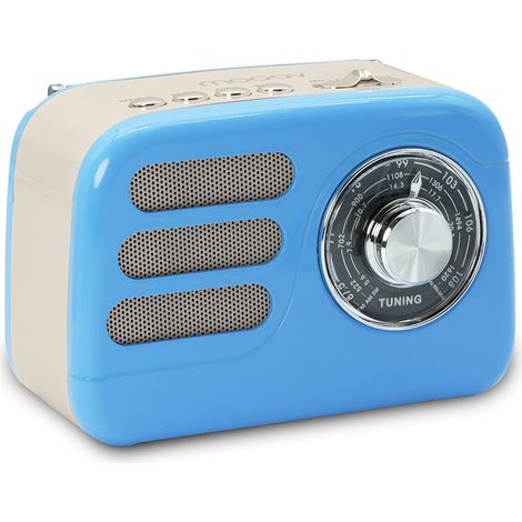 Radio Walter vintage FM et Bluetooth avec batterie rechargeable - Bleu (1/5)