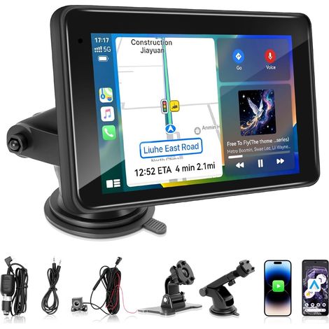 CarPlay 7-Zoll-Android-Autoradio mit Touchscreen, Rückfahrkamera, IPS-Display, Bluetooth, MirrorLink, FM/AUX, Siri – für alle Fahrzeuge