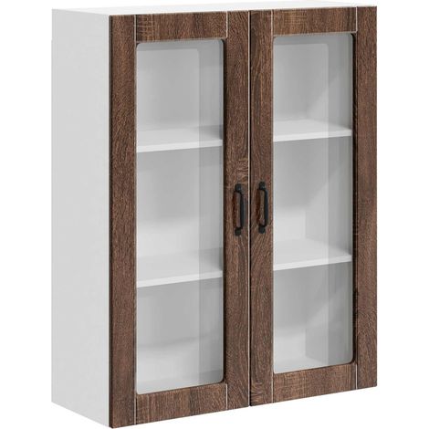 Maison Exclusive - Mobile in vetro da parete LUCCA Rovere Marrone 80 x 31 x 100 cm (1/5)
