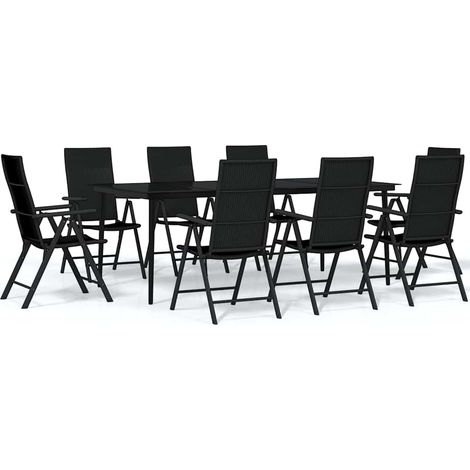 Maison Exclusive - Set da Pranzo per Giardino 9 pz con Cuscini Nero (1/5)