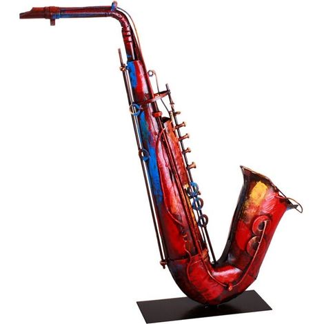 Objet déco salon saxophone métal peint