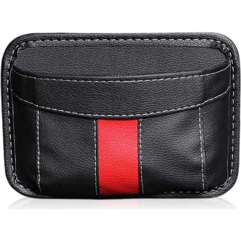 Mini organizador de cuero, organizador lateral para asiento de coche, bolsa de almacenamiento lateral para coche, para organizar documentos, archivos, teléfono, llaves, monedas - Negro (1/4)
