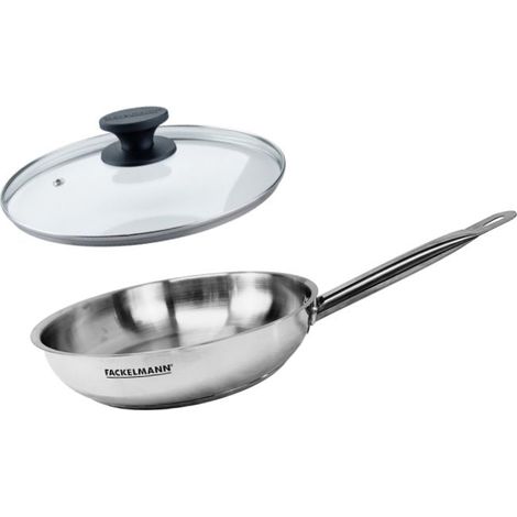 Set de 1 poêle de 20 cm en inox et couvercle en verre Fackelmann Eterna (1/5)