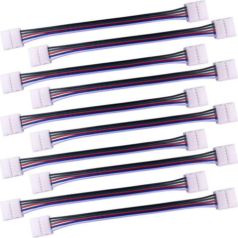 10pcs Câble connecteur RGBW 5 Broches Lampe Bande LED de 10mm Convertisseur de lumière Ruban LED sans Soudure Adaptateur pour connecter 2 Bandes LED SMD 5050 RGBW Ensemble-17cm Long (1/4)