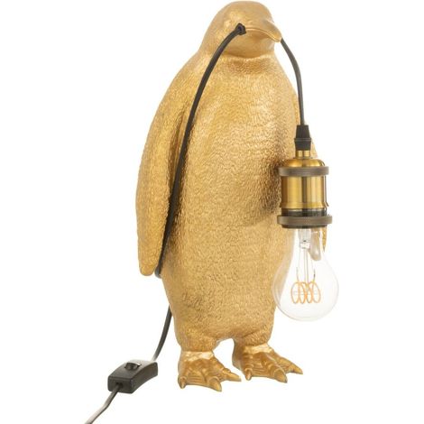 Lampada Da Tavolo Pinguino Resina Oro Small Peraga Christmas
