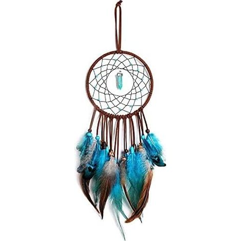 Attrape-rêves artisanal orné de plumes vintage, décoration suspendue pour la chambre, cadeau idéal, objet de décoration vintage. (1/5)