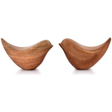 royaluxe-Lot de statues d'oiseaux en bois d'acacia - Décoration d'intérieur pour salon, salle de bain, bureau - Style moderne - 11 cm x 5 cm x 6 cm (1/3)