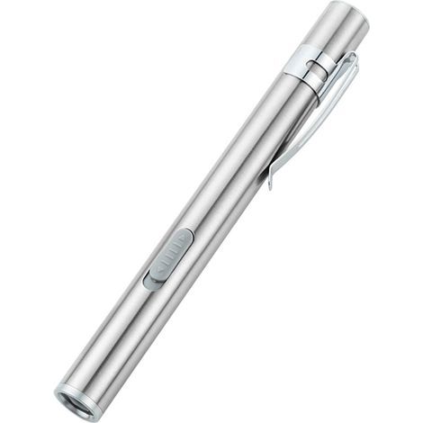 Mini-LED-Taschenlampe im Stiftformat, weiß, aus Edelstahl, wiederaufladbar, für den Außeneinsatz (1/5)