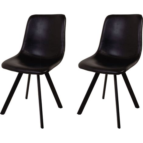 Lot de 2 chaises repas en PU noir - MARGOT