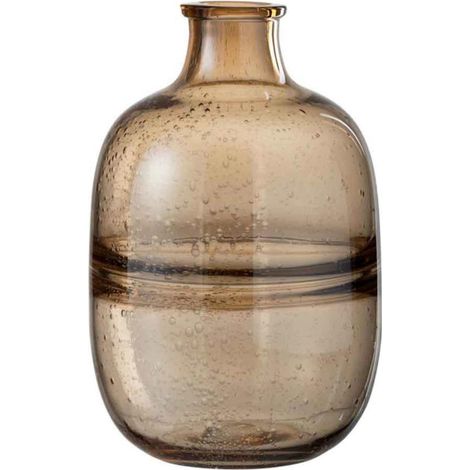Vase Rond Design "Nervures" 29cm Ambre