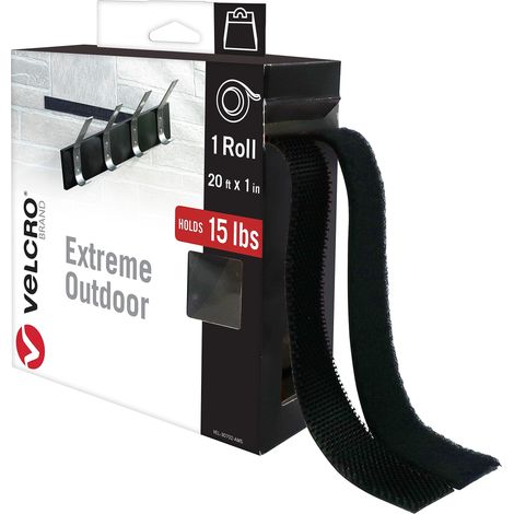 VELCRO Brand  Nastro adesivo extra resistente per esterni Heavy Duty Extreme  Taglia su misura, doppio lato hook & loop, nastro adesivo industriale extra forte  Nero  6m x 25mm