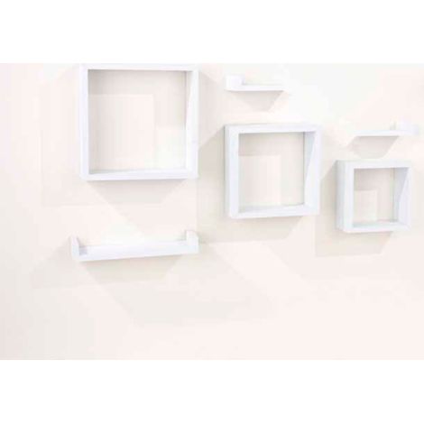 6 Pcs Floating Shelf Kit - Matt White Foil