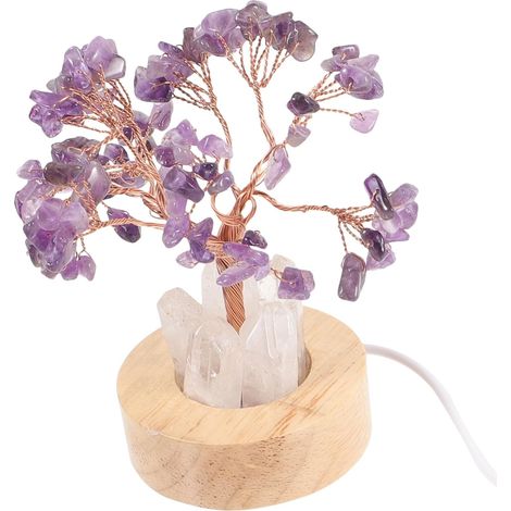 Veilleuse Arbre en Cristal Améthyste, Lampe pour Chevet (1/5)