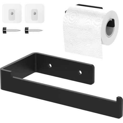 Portarotolo da parete in acciaio inox nero – fissaggio adesivo o a pavimento, per cucina e bagno